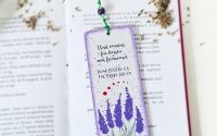 Semn de carte handmade pictat personalizat lavanda