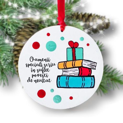 Globulet Craciun cu carti cu mesaj realizat manual
