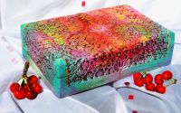 Obiect Decorativ-Cutie din Lemn Pictata si Poleita
