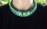 Blue-green  set bijuterii din lut polimeric