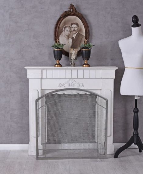 Paravan pentru semineu din fier forjat antik grey