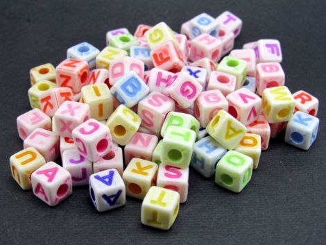 100buc litere alfabet cub mix scris color 8x8x8mm
