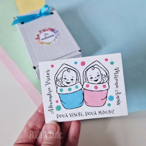 Marturii personalizate botez magnetice gemeni