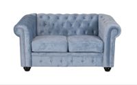 Sofa Chesterfield din lemn cu tapiterie albastra