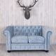 Sofa Chesterfield din lemn cu tapiterie albastra