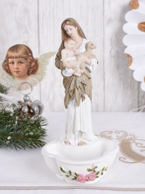 Statueta din ceramica cu Fecioara Maria cu Pruncul