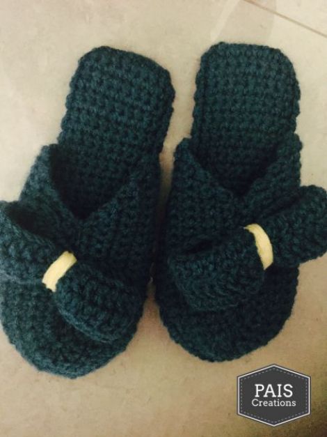 Papuci de casa crosetati cu funda