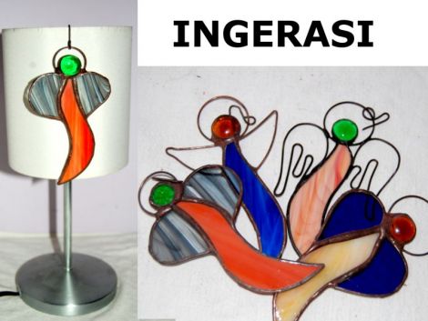 Decoratiune vitraliu Ingeras Craciun