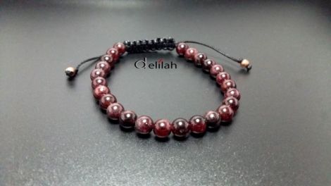 Bratara unisex cu sfere granat si snur negru