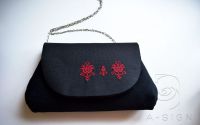 Poseta-set brodat manual Lalea rosu fond negru