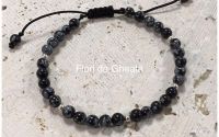 Bratara impletita Obsidian snowflake reglabila