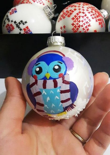 Glob sticla pictat cu bufnite