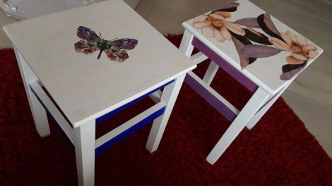 Scaune lemn decorate  pictate manual unicate