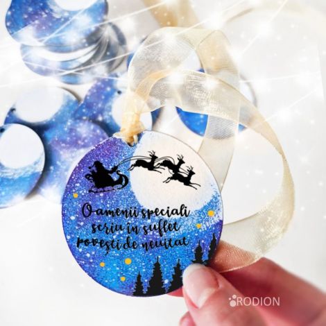Ornament de pom Craciun pictat manual Univers