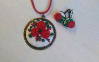 Set - pandantiv si cercei cu broderie manuala
