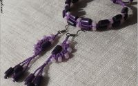 Set macrame unicat cu margele de nisip si lemn.