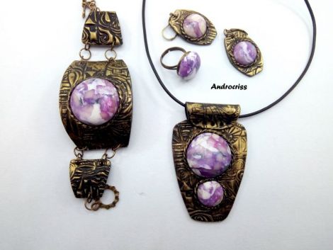 Purple stones set bijuterii din lut polimeric