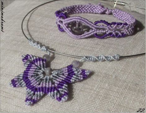 Set macrame unicat cu ametist si agate.