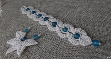 Set macrame unicat cu agate.
