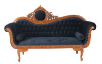 Sofa din lemn mahon cu tapiterie neagra