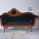 Sofa din lemn mahon cu tapiterie neagra