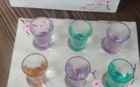 Set cutie servetele si tava pahare pictate manual