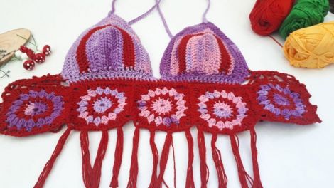 Bustiera handmade - Patrate colorate
