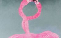 Tablou pictat acrilice pe panza flamingo