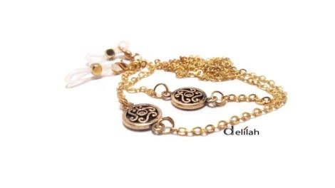 Lantisor auriu ochelari cu link metalic rotund
