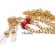 Lantisor auriu pentru ochelari cu coral rosu 8mm