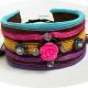 bratara piele multicolor cu trandafir