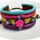 bratara piele multicolor cu trandafir