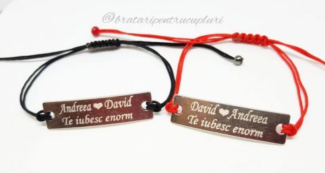 Set de 2 bratari cu nume si text pentru cupluri