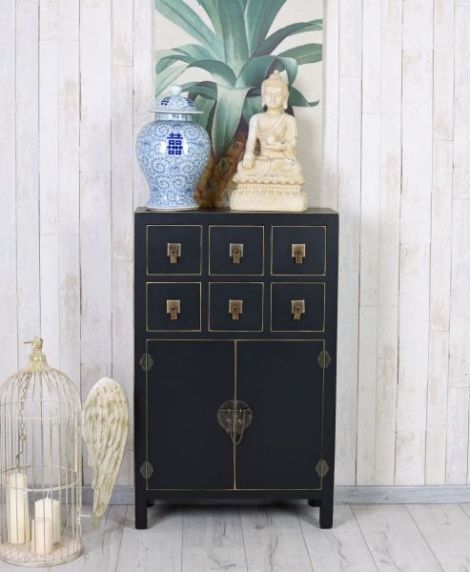 Cabinet exotic din lemn masiv negru
