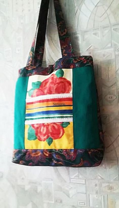 geanta  sacosa cu flori multicolor XXL