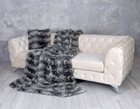 Patura decorativa din blana sintetica gri