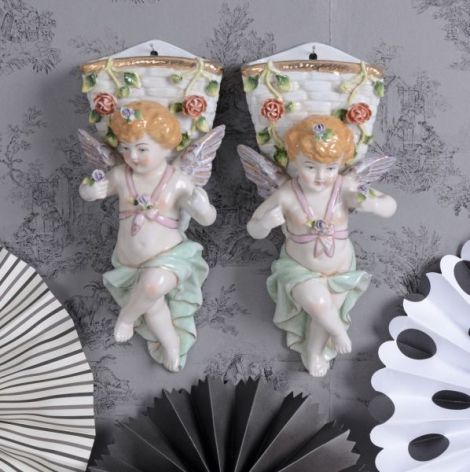 Set doua vase din portelan cu ingerasi 