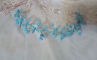 Accesoriu impletit parul frunze bleu