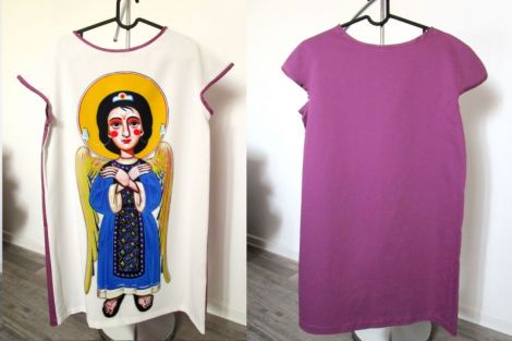 Rochie eleganta cu imprimeu "Inger pazitor"