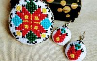 Set - pandantiv si cercei cu broderie manuala