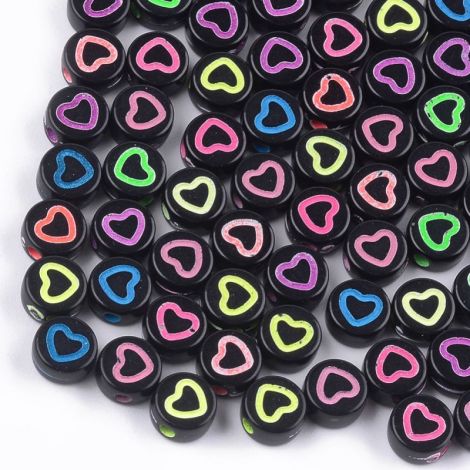 25buc margele acril inima color contur disc7x3.5mm