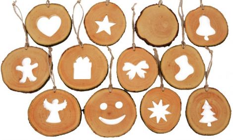 Set decoratiuni de craciun din felii de lemn