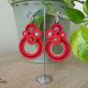 Cercei soutache cercuri rosii