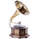 Gramofon hexagonal placat cu incrustratii metalice