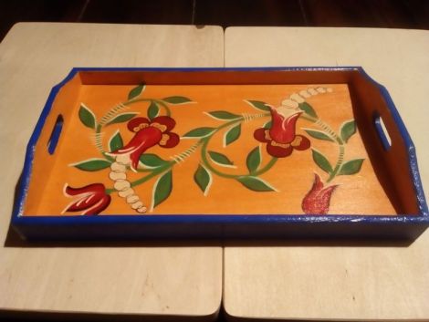 Tava de lemn pictata manual