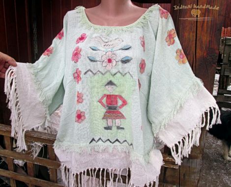 Bluza pictata manual cu ciobanas