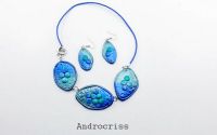 Blue-green set bijuterii din lut polimeric