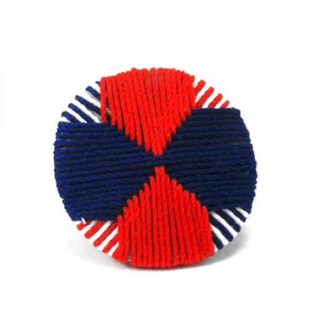 Navy- Simple and modern round textile brooch