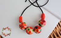 Margele de lemn FLORI ROSII