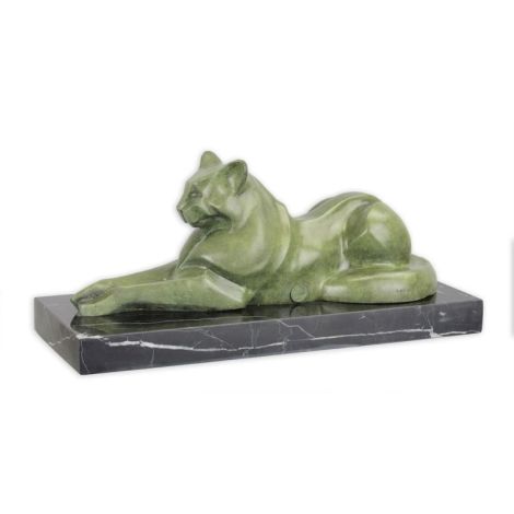 Pisica sezand-statueta din bronz pe un soclu 